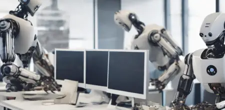 robots working at desks