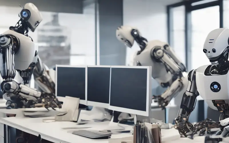 robots working at desks